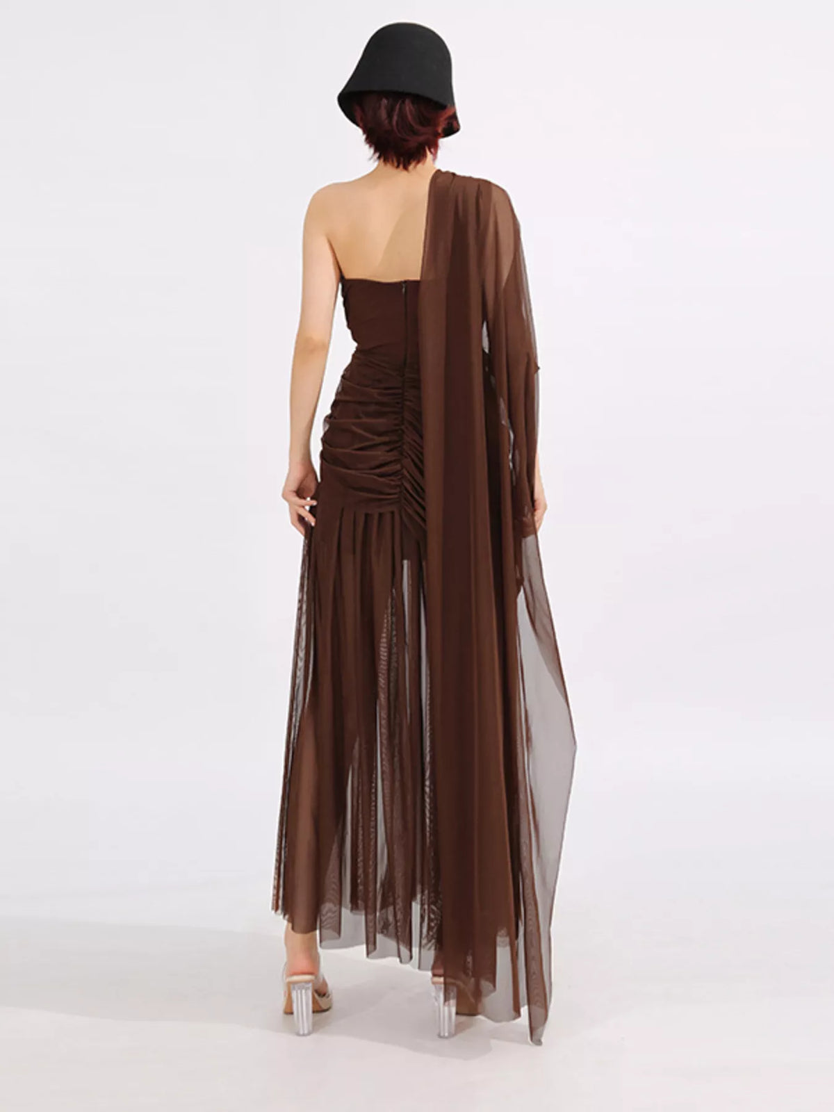 One-Shoulder Flowy Mesh Dress — view 7