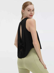 Cutout Back Round Neck Active Tank - Lightweight & Stylish Comfort — view 17
