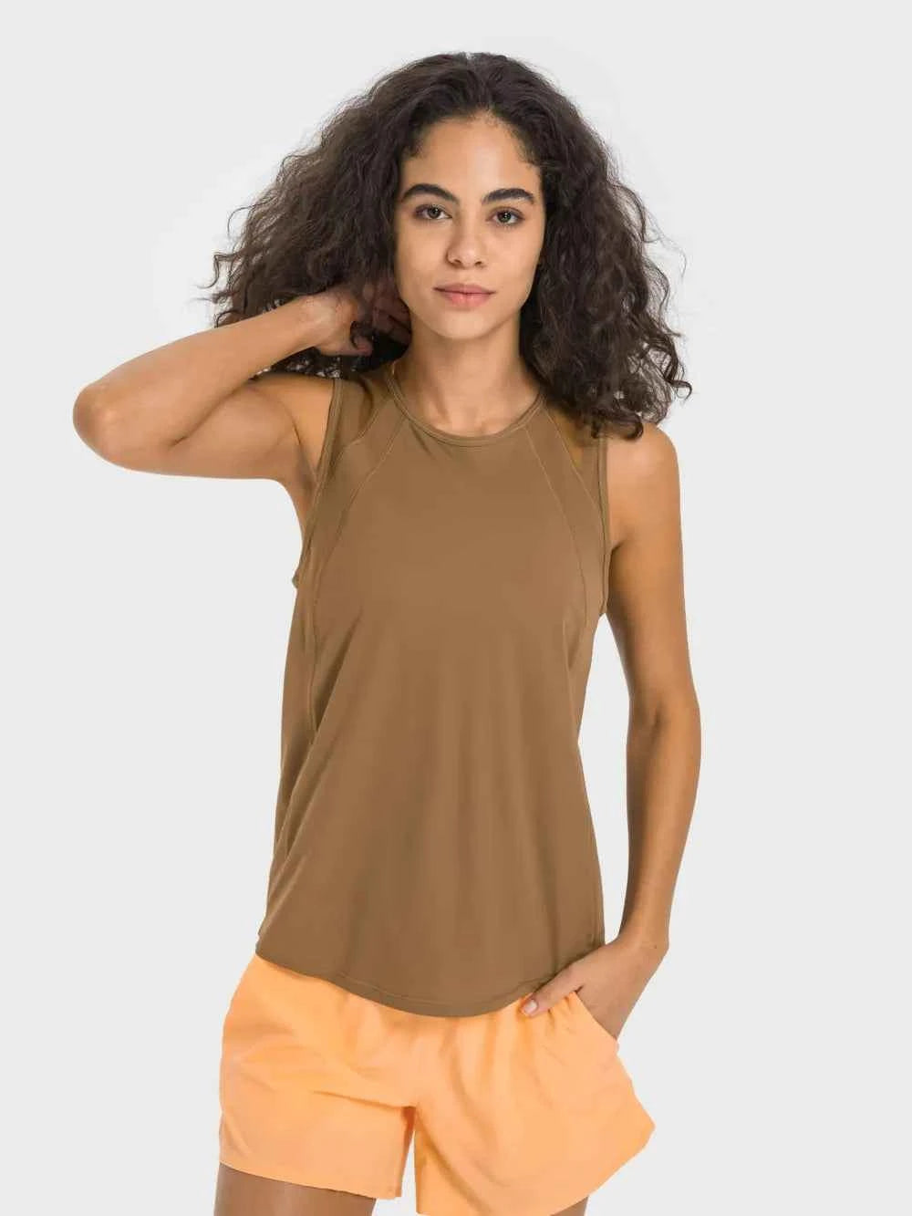 Cutout Back Round Neck Active Tank - Elevate Your Workout Wardrobe — view 3