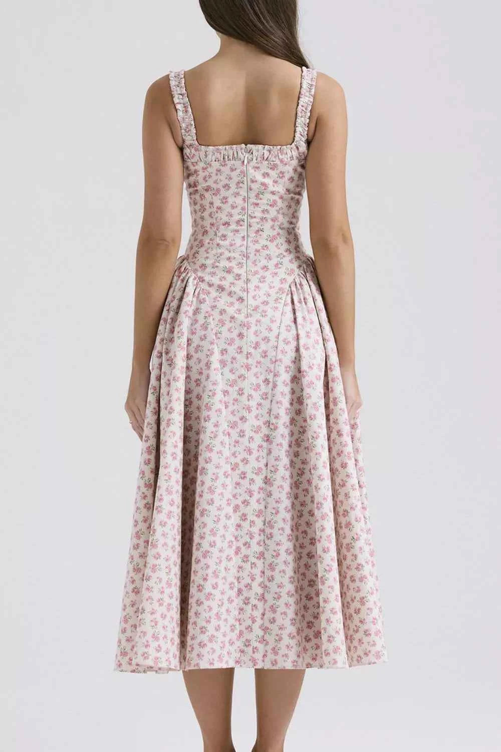 Floral Square Neck Wide Strap Midi Dress — view 4