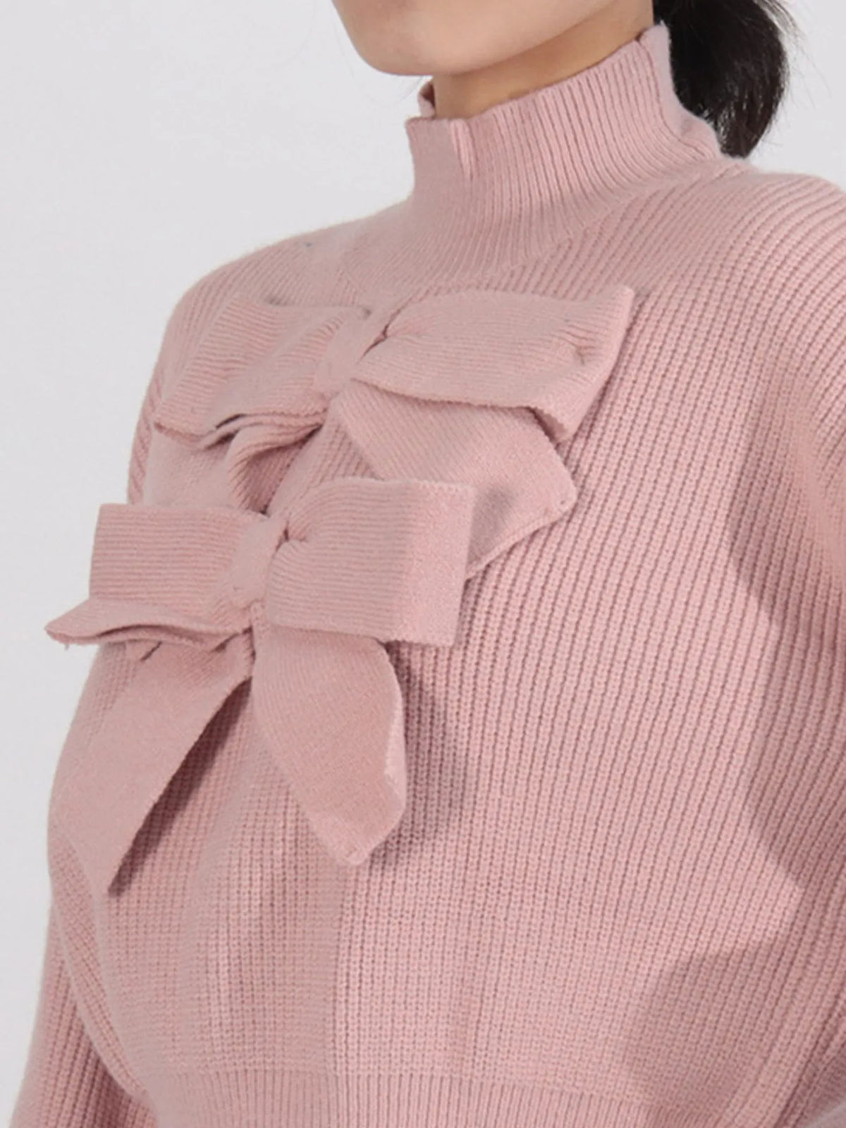 Bow Front Turtleneck Long Sleeve Sweater — view 6