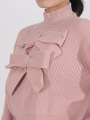 Bow Front Turtleneck Long Sleeve Sweater — view 6