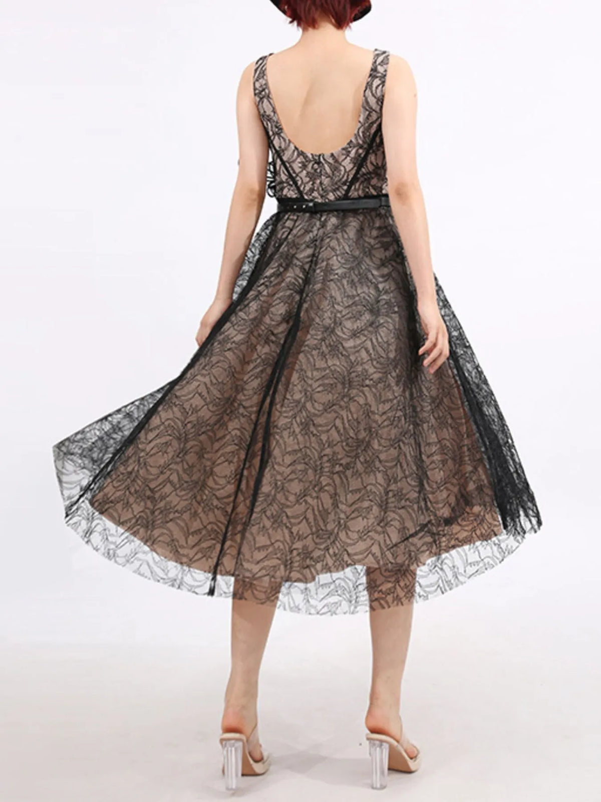 Lace Square Neck Midi Dress — view 10