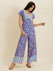 Printed V-Neck Wide Leg Jumpsuit — view 5