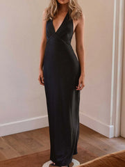 Halter Neck Wrap Maxi Dress with Tie Detail — view 6