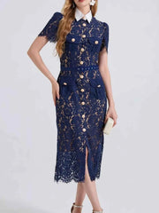 Lace Button-Down Midi Dress — view 1