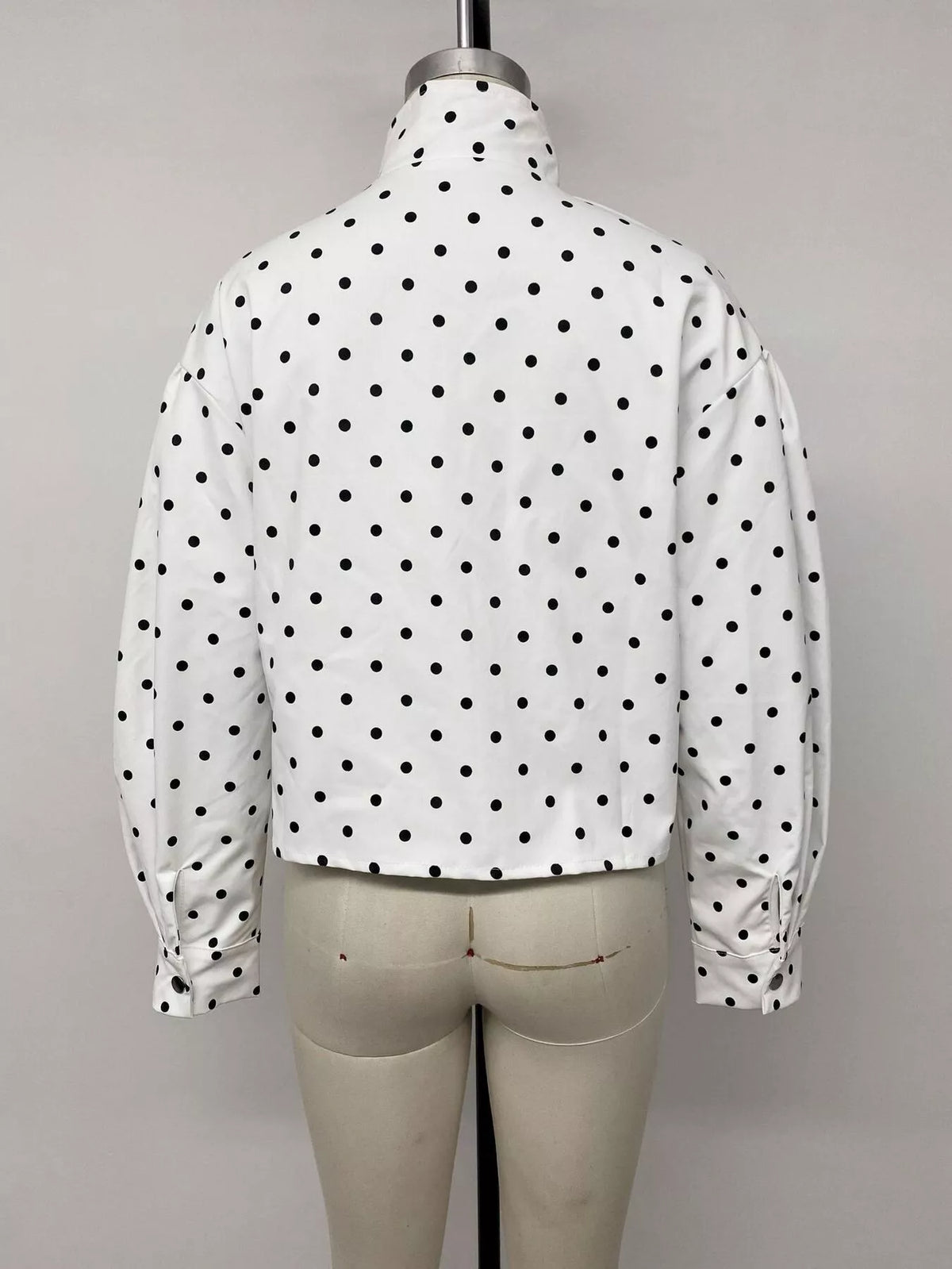 Polka Dot Zip Up Cropped Jacket — view 14
