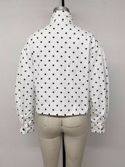 Polka Dot Zip Up Cropped Jacket — view 14
