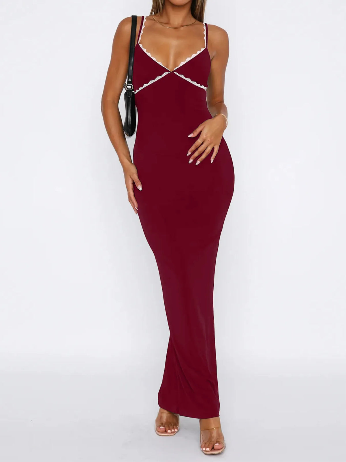 Lace Detail Slim Fit Bodycon Maxi Dress — view 8