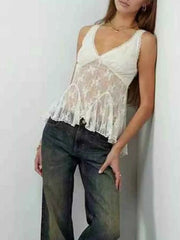 Lace V-Neck Tank — view 4