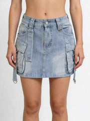 Washed Cargo Denim Skirt - Versatile Style Meets Comfort — view 3