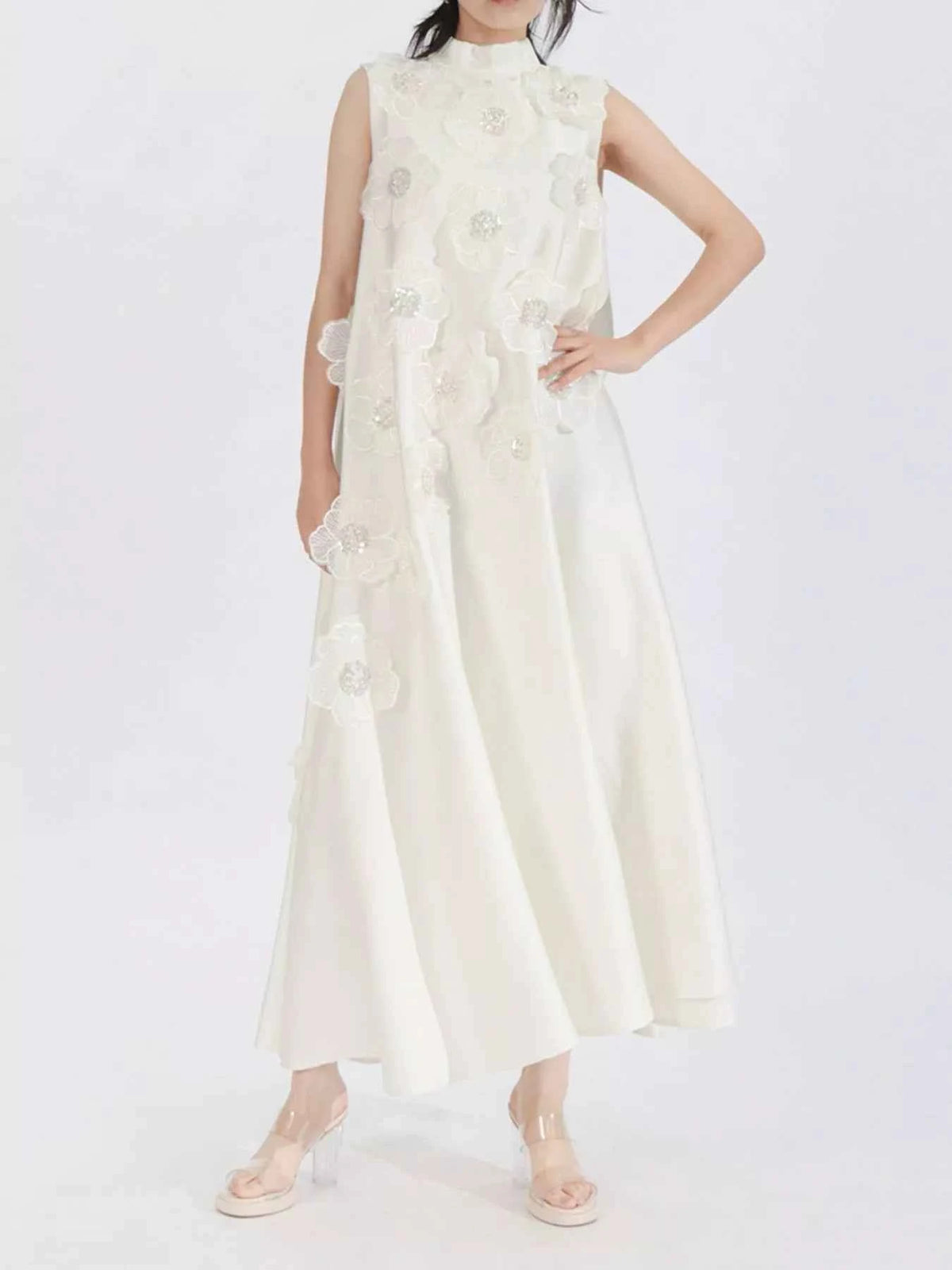 Floral Embellished Sleeveless Maxi Dress