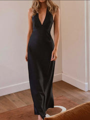 Halter Neck Wrap Maxi Dress with Tie Detail — view 5