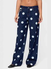 Polka Dot Wide Leg Jeans - Effortless Style for Every Occasion — view 3