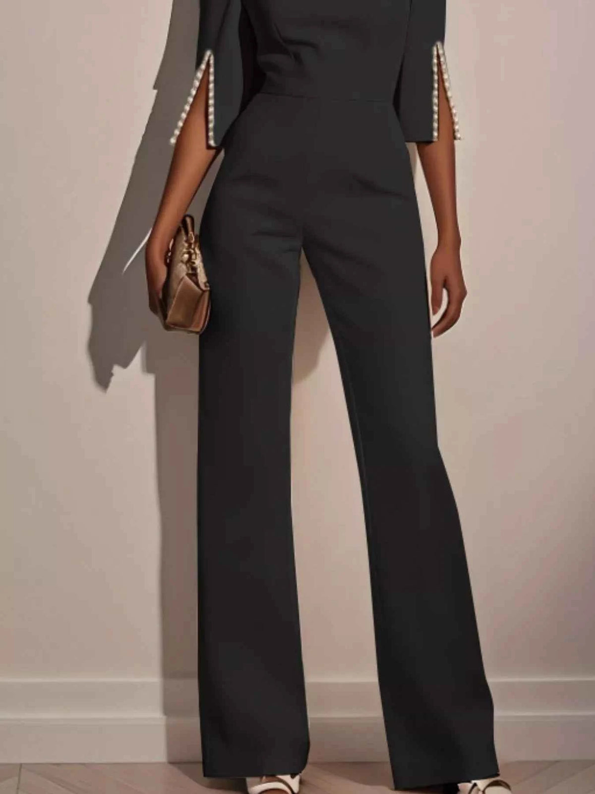 Wide-Leg Jumpsuit with Slit Sleeve — view 3