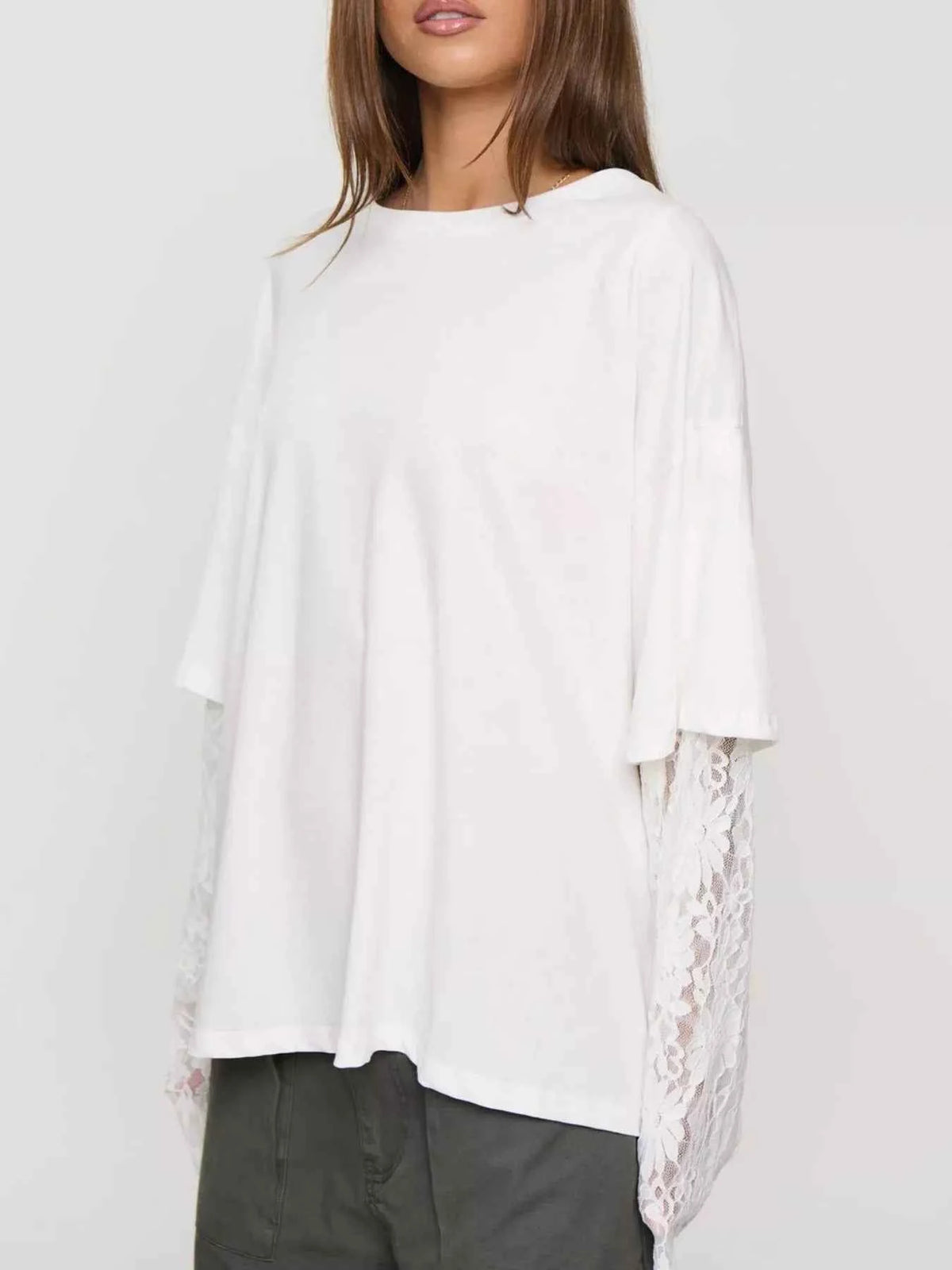 Layered Lace-Sleeve T-Shirt — view 3