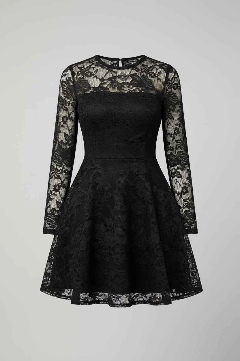 Elegant Lace Long Sleeve Mini Dress