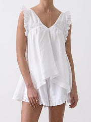 Ruffle Trim V-Neck Top and Shorts Set — view 6