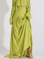 Ruched Long Sleeve Top and High Waist Skirt Set — view 6