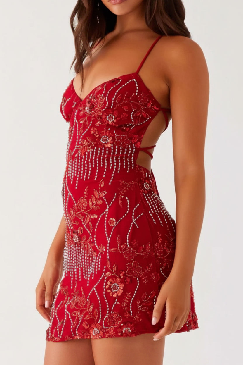 Beaded Floral Mini Dress: A Touch of Elegance for Any Occasion — view 29
