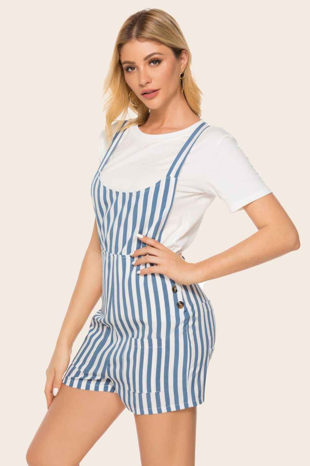 Striped Scoop Neck Romper — view 2
