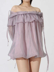 Ruffled Off-Shoulder Flounce Sleeve Dress — view 1